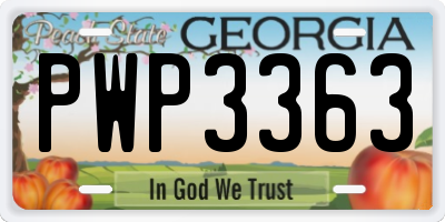 GA license plate PWP3363