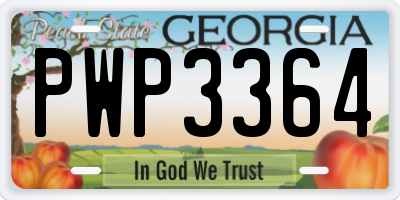 GA license plate PWP3364
