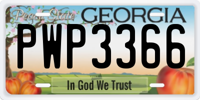 GA license plate PWP3366