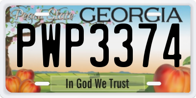 GA license plate PWP3374