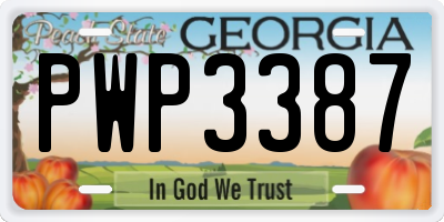 GA license plate PWP3387