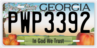 GA license plate PWP3392