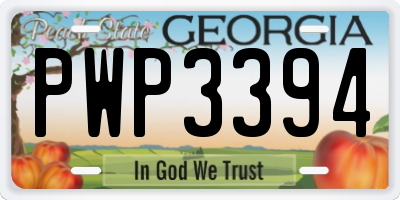 GA license plate PWP3394