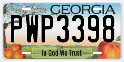 GA license plate PWP3398