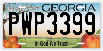 GA license plate PWP3399