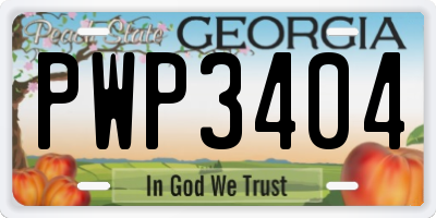 GA license plate PWP3404