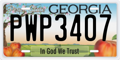 GA license plate PWP3407