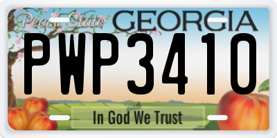 GA license plate PWP3410