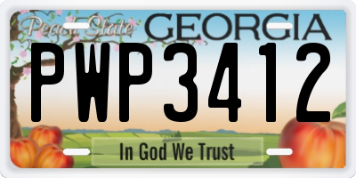 GA license plate PWP3412
