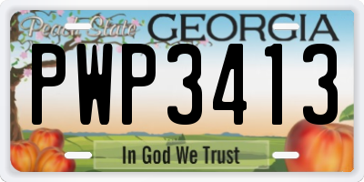 GA license plate PWP3413
