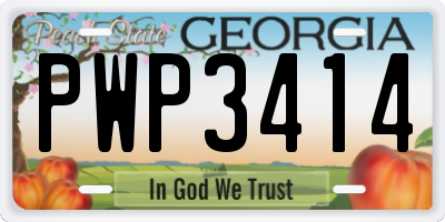 GA license plate PWP3414