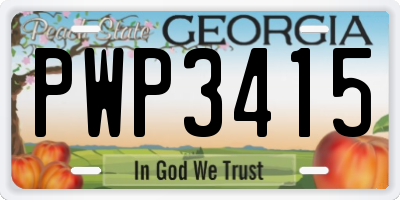 GA license plate PWP3415