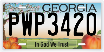 GA license plate PWP3420