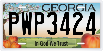 GA license plate PWP3424