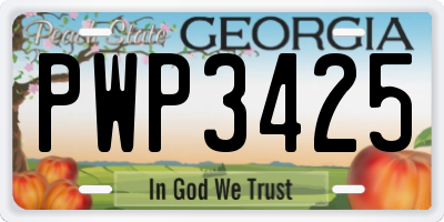 GA license plate PWP3425