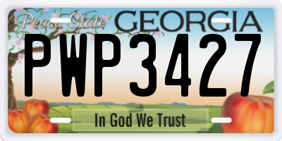 GA license plate PWP3427