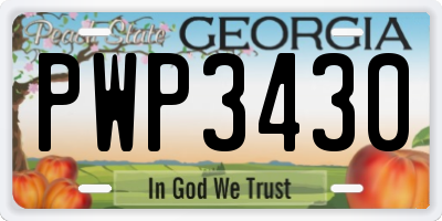GA license plate PWP3430