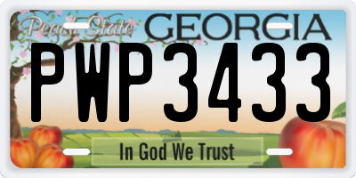 GA license plate PWP3433
