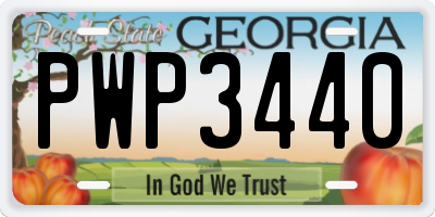 GA license plate PWP3440