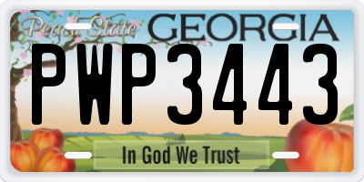 GA license plate PWP3443