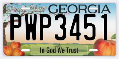 GA license plate PWP3451