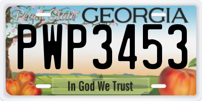 GA license plate PWP3453