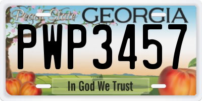 GA license plate PWP3457