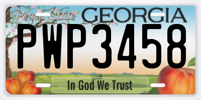 GA license plate PWP3458