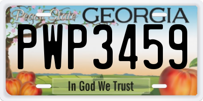 GA license plate PWP3459