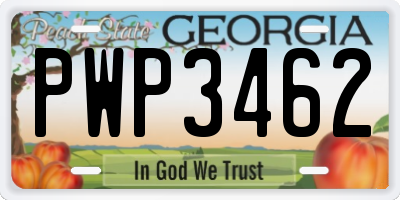 GA license plate PWP3462