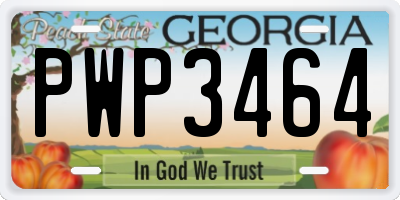 GA license plate PWP3464