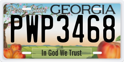 GA license plate PWP3468