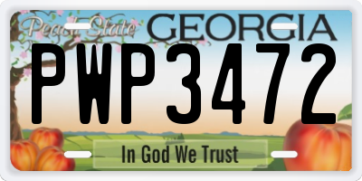 GA license plate PWP3472