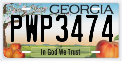 GA license plate PWP3474