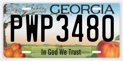 GA license plate PWP3480