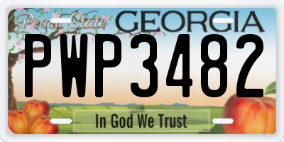 GA license plate PWP3482