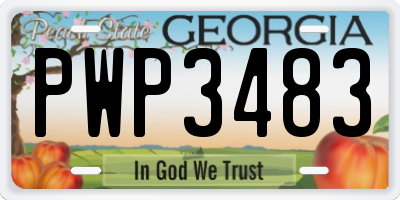 GA license plate PWP3483