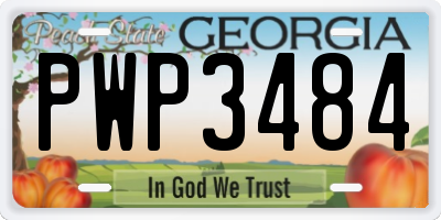 GA license plate PWP3484