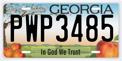 GA license plate PWP3485