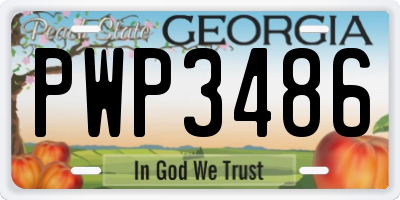 GA license plate PWP3486