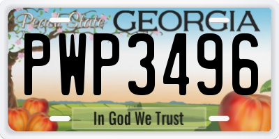 GA license plate PWP3496