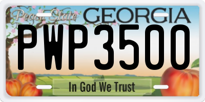 GA license plate PWP3500