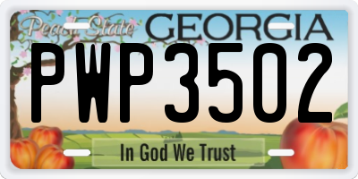GA license plate PWP3502