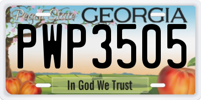 GA license plate PWP3505