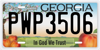 GA license plate PWP3506