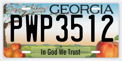 GA license plate PWP3512
