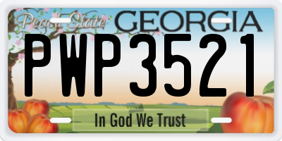 GA license plate PWP3521