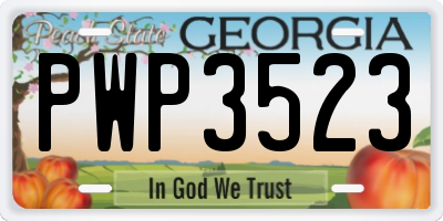 GA license plate PWP3523