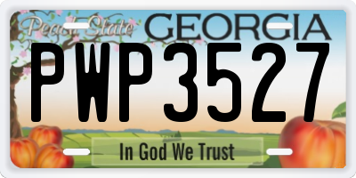 GA license plate PWP3527