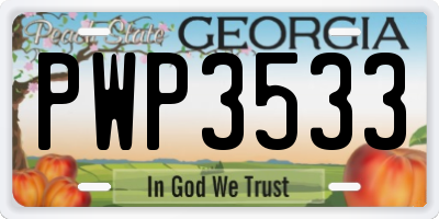 GA license plate PWP3533